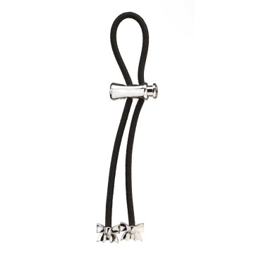 Pulleez Sliding Ponytail Holders Elastic Hair Tie Bracelet - Metal (Bow - Black Elastic)