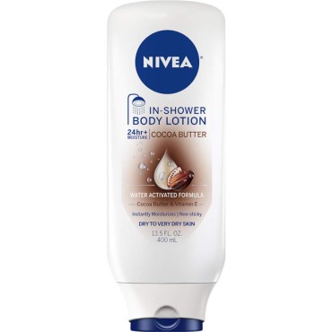 NIVEA Lotion In-Shower Cocoa Butter 13.5 Ounce (Dry To Very Dry) (400ml) (Pack of 3)