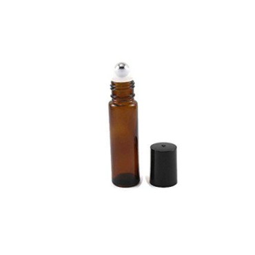 HS HEALTHY SOLUTIONS GLASSWARE 144-10ml AMBER Glass Roll On THICK Bottles (144) with Stainless Steel Roller Balls - Refillable Aromatherapy Essential Oil Roll On (144)
