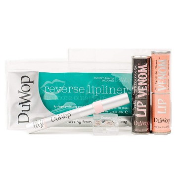 DuWop 3-Piece Set - Lip Plumping Lip Venom, Pink Shimmer and Reverse Lipliner - Bundle 3 products