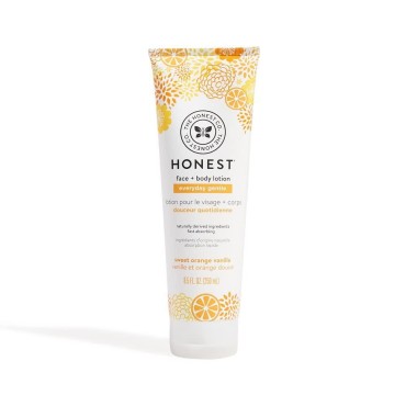 The Honest Company Honest Perfectly Gentle Sweet Orange Vanilla Face and Body Lotion with Naturally Derived Botanicals, Orange Vanilla, 8.5 Fluid Ounce