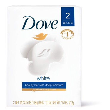 Dove Beauty Bar Gentle Cleanser gor Softer and Smoother Skin with 1/4 Moisturizing Cream White Effectively Washes Away Bacteria, Nourishes Your Skin, 3.75 oz, 2 Bars