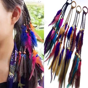 4PCS Women Lady Handmade Boho Hippie Hair Rope Hea...