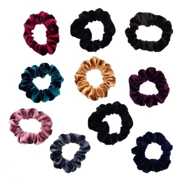 10 Pack Assorted Color Small Velvet Scrunchies for...