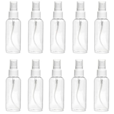 DayCount® Pack of 10 Spray Bottle, Empty Plastic Clear Small Portable Travel Bottles With Fine Mist Sprayer, Refillable Leak Proof Cosmetic Atomizers 30ml / 1oz