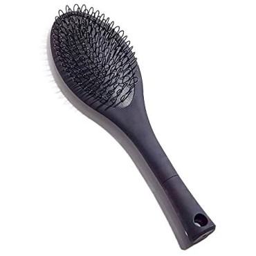 The Hair Shop Black Loop Brush - Salon Professional Grade with Matted Black and Ergonomic Design - Safe Detangler Tool for 100% Remy Human and Synthetic Hair Extensions and Wigs