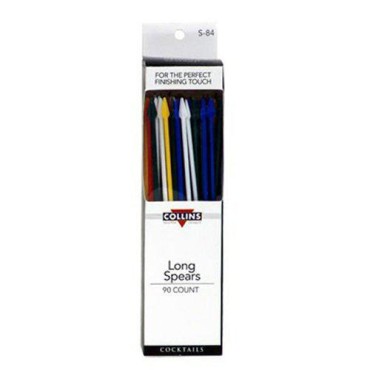 Collins Accessories Collins Spear Cocktail Picks, Long Disposable Plastic Stir Sticks for Appetizers, Drinks, Garnishes, Barware, 5.5 Inches, Multicolor Set of 90, Assorted