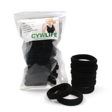 CYWLIFE 12-14MM Large Hair Ties Bands for Women Girls Men for SUPER Thick Curly Heavy Hair, 20 PCS Black, No Crease Seamless Ponytail Holders Scrunchie, No Damage No Slip Soft Hair Elastics