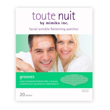 Toute Nuit Facial Wrinkle Flattening Patches, Grooves - UNISEX Extra Wide Forehead Coverage Anti-Wrinkle Patches, Face Tape - 20 Patches