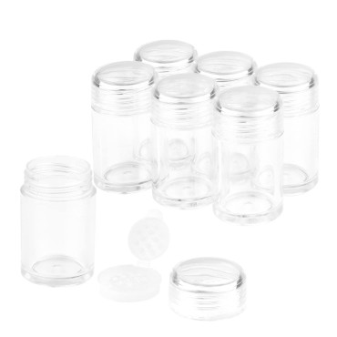 6 Packs Clear Plastic Loose Powder Jar 10 ml Empty...