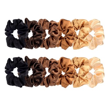 12 Pieces Satin Hair Scrunchies Elastic Hair Bobbl...