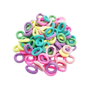 KWJOY Seamless 2.5cm in Diameter Elastic Cotton stretch Hair Ties Bands for Toddler Baby Girl Women VERY Thin & Fine Hair,Small Size Rubber Band Ponytail Holders(100pcs) (A3)