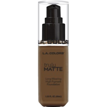 L.A. COLORS Truly MATTE Long Wearing High Pigment Foundation (CLM364 Mahogany), 40 milliliters
