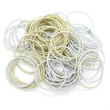 Pomeat Hair Ties No Crease Metallic Elastic Hair B...
