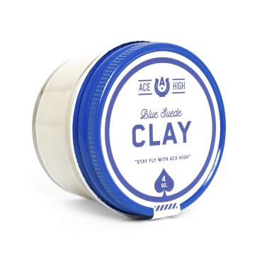 ace high Blue Suede Hair Clay, Strong Hold, Satin to Matte Finish, Adds Texture and Thickness, 4oz