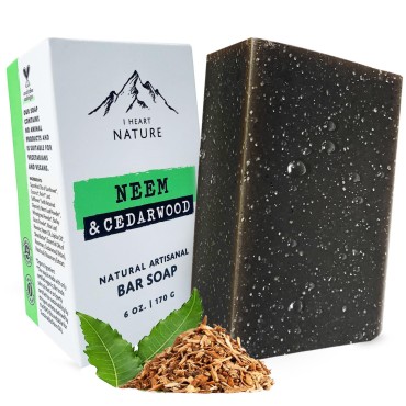 Organic Neem Soap Bar - Natural Herbal Body Odor Soap - Long Lasting Rich Creamy Moisturizing Face & Body Wash Soap (Large 6 Ounce)