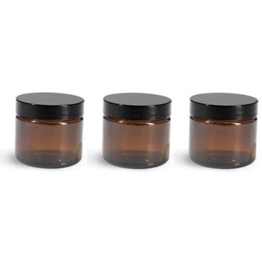 1 oz Amber Glass Jars with Black Twist Lined Lid w...