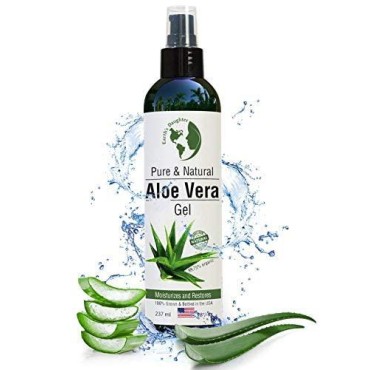 Earth's Daughter Organic Aloe Vera Gel from 100% Pure and Natural Cold Pressed Aloe - Great for Face - Hair- Sunburn - Bug Bites - 8 oz Soothes and Hydrates Skin, Non Greasy, Absorbs Quickly into Your Skin