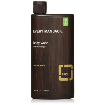 Every Man Jack Body Wash And Shower Gel 16.9 Ounce Sandalwood (499ml) (2 Pack)
