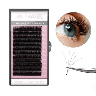 Qeelasee 0.05 D 12mm Volume Eyelash Extension Individual Mink Silk Lashes Perfect for Salon Use
