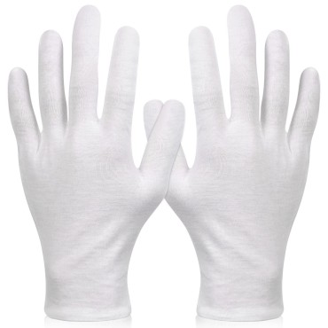 Paxcoo 6 Pairs XL White Cotton Gloves for Dry Hand...
