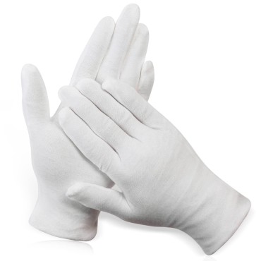 Paxcoo 12 Pairs XL White Cotton Gloves for Dry Han...