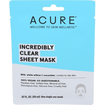 Acure Incredibly Clear Sheet Mask, 0.67 FZ...