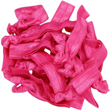 Hair Ties 20 Elastics Ponytail Holder Set No Crease Ribbon Bands (Pink)