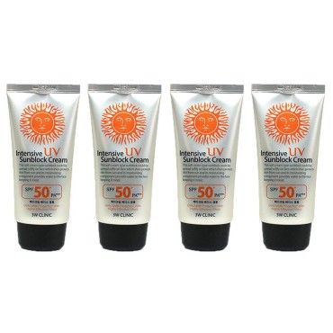 3W Clinic Intensive UV Sunscreen Sunblock Cream 4 Pack SPF50+ / PA+++ 70ml (2.3oz)