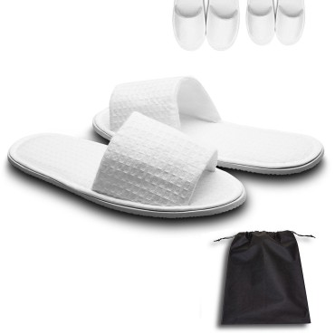 echoapple 10 Pairs of Waffle Open Toe White Slippe...