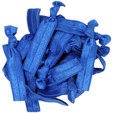 Hair Ties 20 Elastics Ponytail Holder Set No Crease Ribbon Bands (Blue)