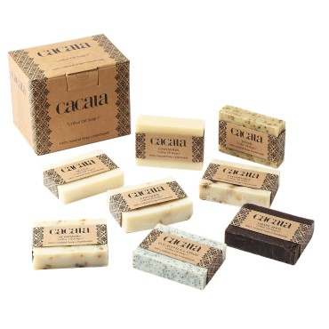 Cacala 100% Natural Organic Olive Oil Soap Set of 8 for Men Men's and Women's Soap Bar - Skin and Body Nourishing - Organic Gift Idea - Handmade in Turkey