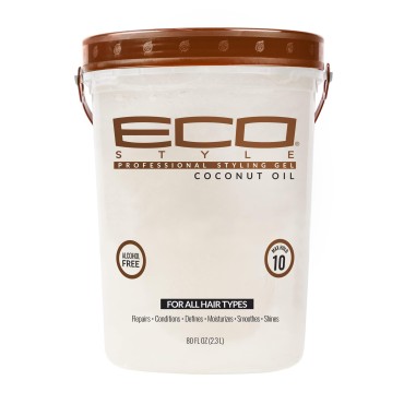 Eco Style Coconut Oil Styling Gel - Adds Luster and Moisturizes Hair - Weightless Styling and Superior Hold - Prevents Breakage and Split Ends - Promotes Scalp Health - Ideal for all Hair - 80 oz