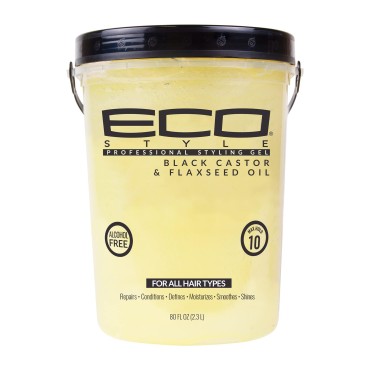 Eco Style Black Castor and Flaxseed Oil Styling Gel - Helps Nourish and Repair Damaged Hair - Promotes Healthy Scalp - Provides Superior and Weightless Hold - Delivers Long Lasting Shine - 80 oz