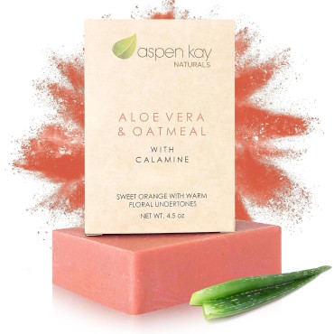 Aspen Kay Naturals Handmade Calamine Soap Bar for Face & Body - Organic Aloe Vera & Colloidal Oats - Natural Soap with Organic Skin Loving Oil - Gentle Soap - Made in the USA 4.5 oz