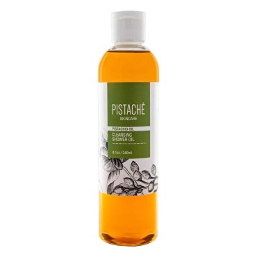 Pistaché Skincare Pistachio Oil Cleansing Shower Oil (Oil to Foam Formula) + Moisturizing and Nourishes + Softening + Vitamin E + Antioxidant Protection, 8.1 oz