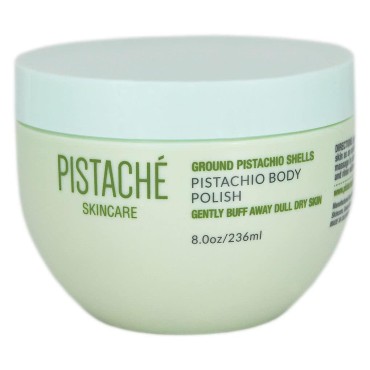 Pistaché Skincare Pistachio Oil Body Polish with Ground Pistachio Shells + Exfoliating Scrub + Hydrating and Nourishing + Moisturizing and Softening + Vitamin E + Antioxidant Protection, 8 oz