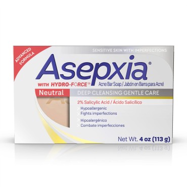Asepxia Deep Cleansing Gentle Care Acne Treatment Hypoallergenic Bar Soap with Salicylic Acid, 4 Ounce