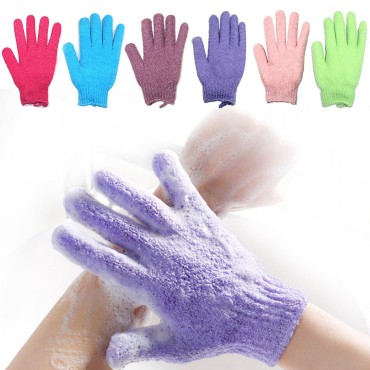 Bath Exfoliating Gloves Nylon Shower Gloves, Bath Scrubber bath body brush, Body Spa Massage Dead Skin Cell Remover Valentine's Gifts for Women Men 6 Pair