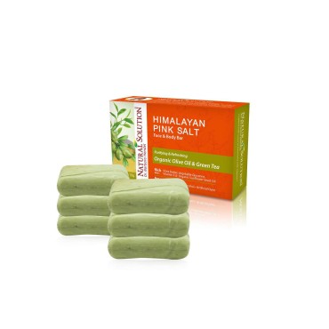 Natural Solution Himalayan Pink Salt Bath, Green Tea Soap Bar (6-Pack), Olive Oil & Green Tea Soap Bar (6-Pack)