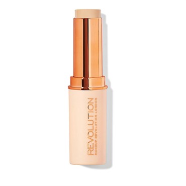 Makeup Revolution Fast Base Stick Foundation, Contour & Highlight, Flawless Skin & Matte Finish, F3 for Fair Skin Tones with Pink Undertone, Vegan & Cruelty-Free, 0.21 Oz
