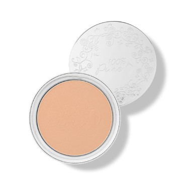 100% PURE Powder Foundation Matte Finish Face Makeup - Oil Absorbing Pressed Poreless Concealer - Vegan Fruit Pigmented Sand Color (Light-Medium Shade w/Neutral Undertones) - 0.32 Oz