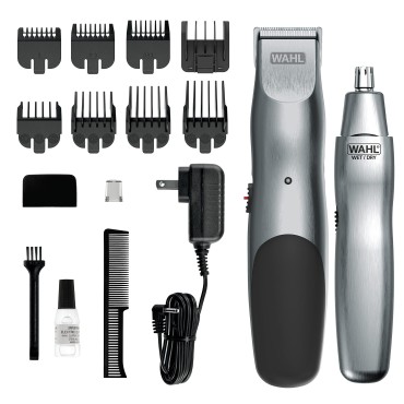 Wahl Groomsman Cord/Cordless Hair Trimmer kit for Men for Mustaches, Hair, Nose Hair, and Light Detailing and Grooming with Bonus Wet/Dry Electric Battery Nose Trimmer - Model 5623V