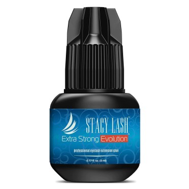 Extra Strong Evolution Eyelash Extension Glue Stacy Lash (0.17fl.oz/5ml)/1-2 Sec Dry/Retention - 8 Weeks/Professional Supplies/Black Adhesive