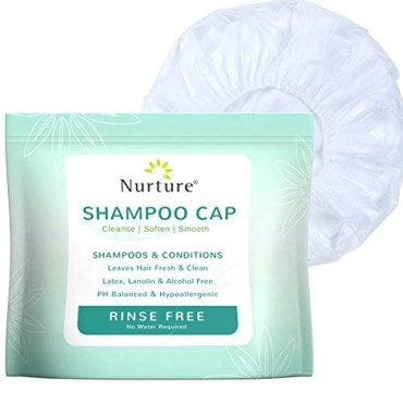 No Water Rinse Free Shampoo Cap by Nurture | Microwavable Washing & Conditioning Shower Caps, Wash Hair w/o Bath, Waterless Bathing | Disposable & Hypoallergenic for Adults, Bedridden & Elderly