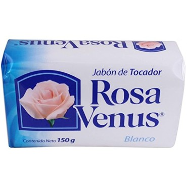 Jabon Rosa Venus Blanco Clasico 150 g / 5.29 oz Soap Bar Classic Bathing Natural Mexican smooth soothing gentle scent foaming shower and bath hand choose jabon tocador