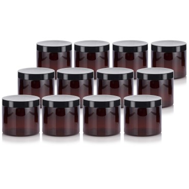 16 oz Amber Large PET Plastic Refillable Jar With ...