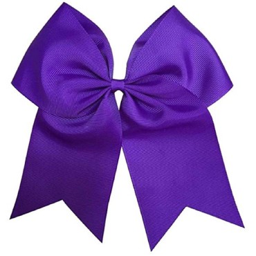 Cheer Bows Purple Cheerleading Softball - Gifts for Girls and Women Team Bow with Ponytail Holder Complete your Cheerleader Outfit Uniform Strong Hair Ties Bands Elastics by Kenz Laurenz (1)