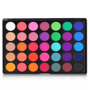 DE'LANCI Rainbow Eyeshadow Palette, Professional 35 Bright Colors Matte Shimmer Eyeshadow Makeup Pallete - Long lasting and Highly Pigment Silky Powder Eye Shadow Make up Kit,Cruelty- Free #35E