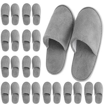 Juvale 12 Pairs Disposable Slippers for Guests, Bulk Pack for Hotel, Spa, Shoeless Home, Gray (US Men Size 11, Women 12)